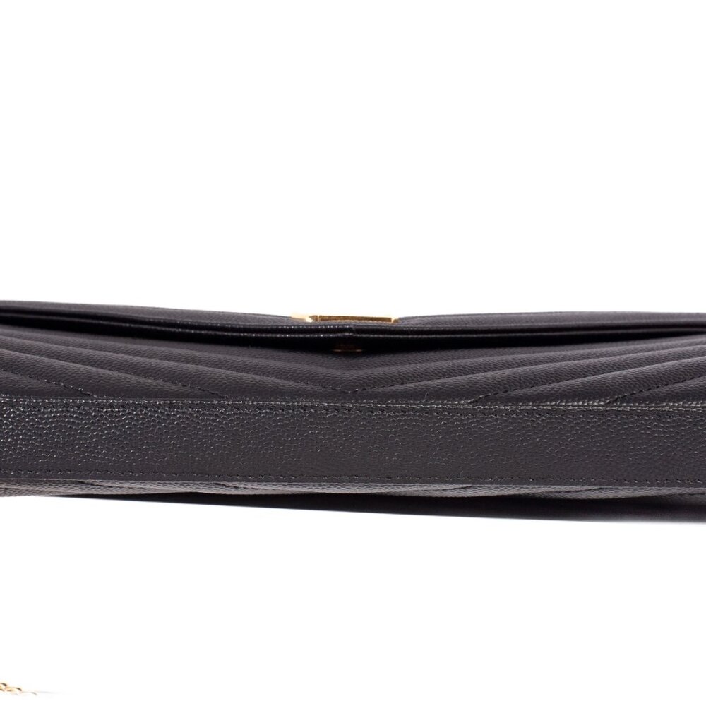 Authentic Saint Laurent Classic Cassandre Black Grain De Poudre Wallet on Chain - Picture 4 of 10
